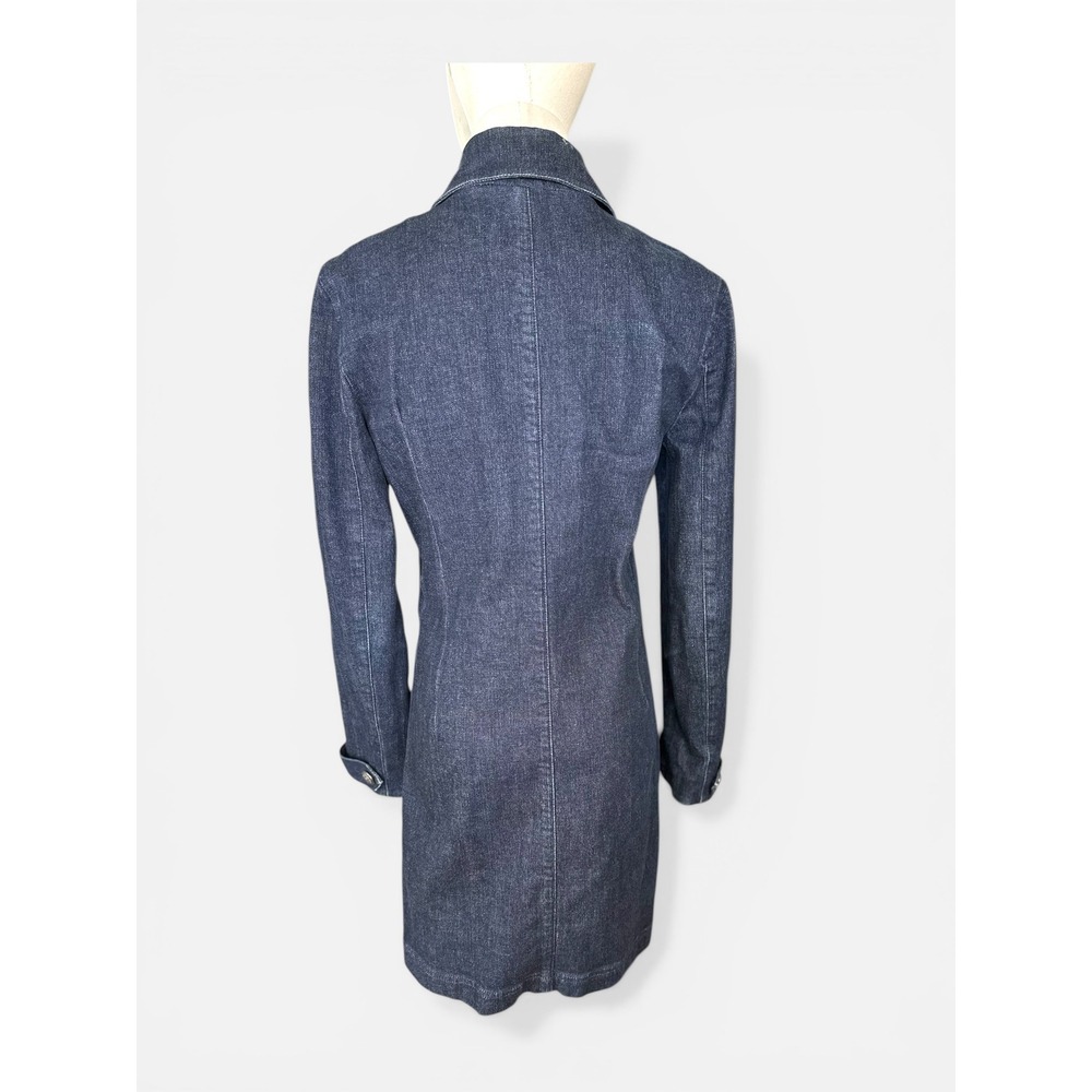 Ralph Lauren Denim Car Coat SZ10 Indigo Blue silver Crest Buttons Military Style - Picture 5 of 16